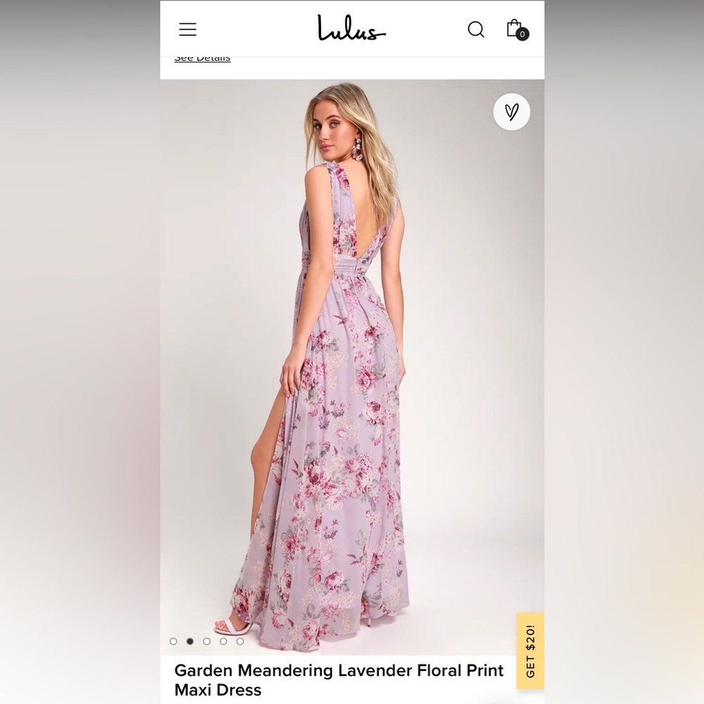 Lulus Garden Meandering Lavender Floral Print Maxi Dress - Large